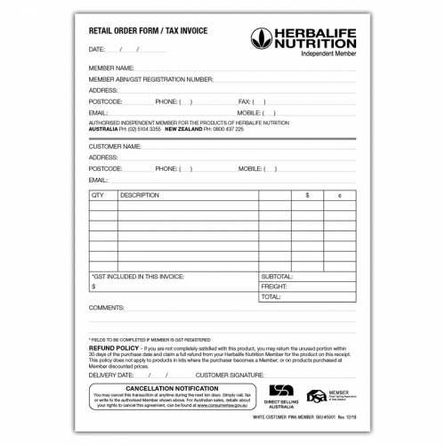 retail order form
